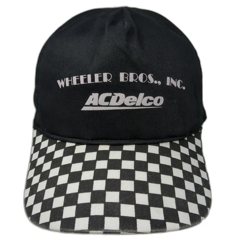 Cobra Caps 5 Panel Black One Size Checkerboard Brim ACDelco Snapback Hat Cotton